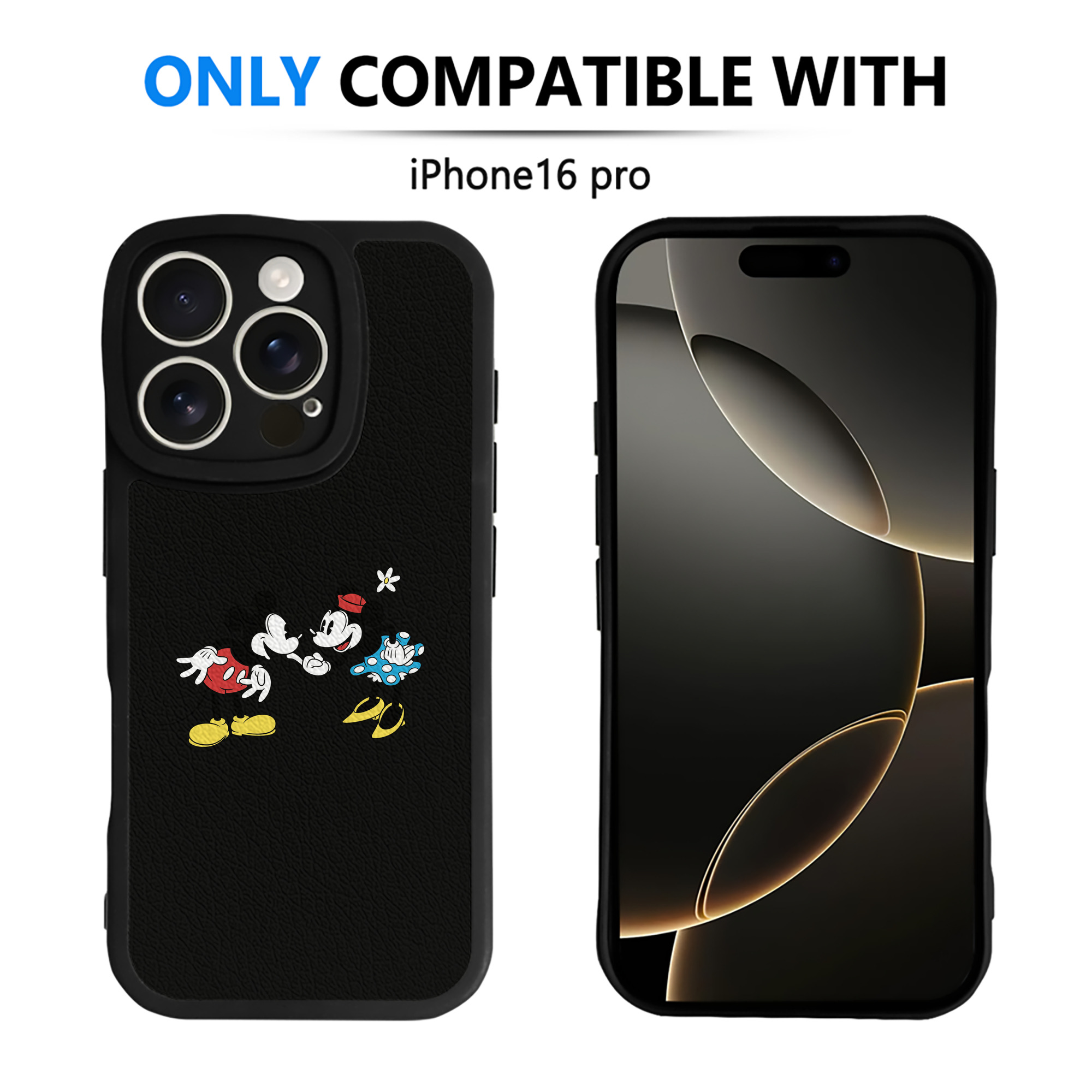 （画像用） ミッキーマウス Mickey Mouse 【iPhone 16シリーズ対応】シリコンスマホケース（レザー調） 材質：シリコン